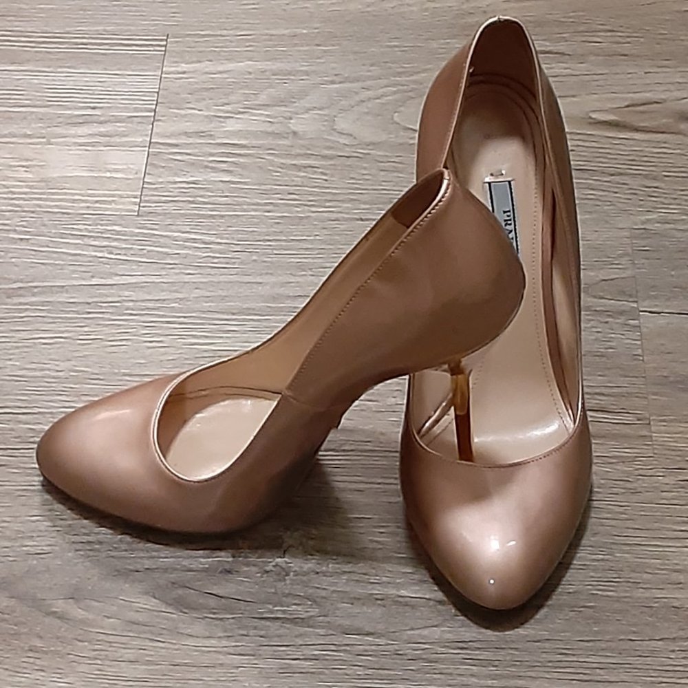 Prada Nude/Tan Leather Pointed-Toe Pumps